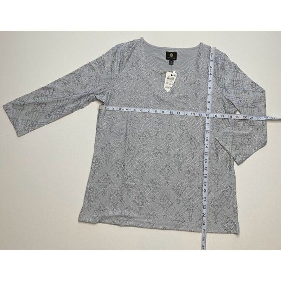 JM Collection Gray Silver Glitter Top sz Medium NEW‎ - Picture 5 of 8